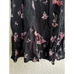 Angie  Small Top Flutter‎ Sleeve Smocked Black Floral Boho Fairycore Peasant Photo 2