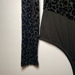 Bardot Revolve Black Velvet Animal Print Long Sleeve Bodysuit Women's 8 Medium Photo 3