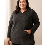 Casual Cozy Boho Print Hoodie Tunic Livi Black Gray Plus Size 18/20 Photo 0