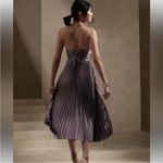 Banana Republic  Solaire black pleated satin midi dress NEW 6 petite Photo 6