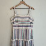 J. McLaughlin Cunningham Stripped Linen Maxi Dress Size 12 Summer Beach Colorful Photo 3