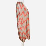 Glam  Orange & Teal Chevron Print Bell Sleeve Tunic Dress Size S Photo 1