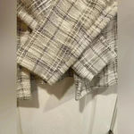 Elle  Cream Black Gray Cotton Tweed Lightweight Unlined Open Front Blazer Size S Photo 5