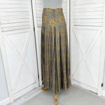 Calliope Vintage Jewel Damask Print Pleated Maxi Skirt Taupe 10 Tan Photo 1