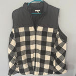 Maurice's Black White Buffalo Plaid w/Gray Puffy Vest Plus Size 3X Full Zip Photo 0