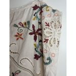 ZARA Cream Embroidered Midi Dress XS Scallop Hem Boho Festival Linen Blend Photo 5