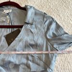 Le lis ✨  Women’s Blue Silk Satin Polka Dot Wrap Top Medium NWT Photo 7