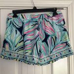 Lilly Pulitzer Shorts Womens Size Small Blue Pink Katie High Tide Flowy Elastic Photo 2