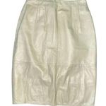 Pia Rucci 80s Cream 100% Soft Leather Knee Length Pencil Skirt X Photo 0