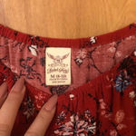 Faded Glory Boho Cowgirl Brick red blue Floral top Flutter Sleeve Western Fall Autumn blouse Photo 2