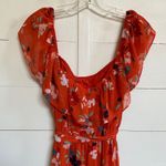DR2 Daniel Rainn Women's Ruffle Tiered Floral Maxi Dress Orange Tie Waist M NWT Size M Photo 12