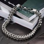 Titanium Steel Bracelet for Men Women,Personality Punk Hip Hop Bracelet Silver Photo 3