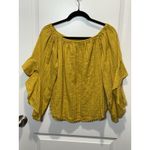 And The Why Yellow Crinkle Crop Top Medium Boho Long Sleeve M Women's Photo 4