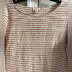 J Jill tunic top striped long‎ line crewneck beige/pumpkin Large Petite Orange Size undefined Photo 1
