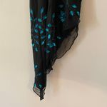 Cache  Y2K Black Blue 100% Silk Beaded Floral Halter Midi Dress Women's size XS Photo 4