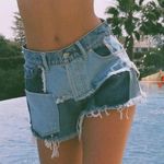 Revice Denim Revice buttonfly denim patchwork jean shorts Photo 0