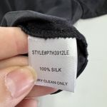 Parker Blouse Womens Medium Black Bellini Silk Contrast Collar Lace Trim Top Photo 4