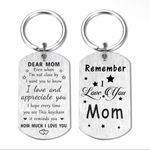 Engraved Silver Stainless Steal 'Remember I Love You Mom' Message Keychain Photo 1