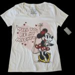 Disney Minnie Mouse Heart "Will You Be My Mickey?" Valentine Womens T Photo 1