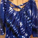 EXPRESS  Blue, Black &‎ White Dress w/ Criss-Cross Back Elasticized Waist Size XS Photo 1