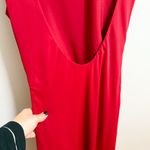 Abercrombie & Fitch wedding guest dress high neck ruched side slit midi red M Photo 11