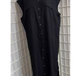 Old Navy Maxi Shirt Dress Black Rayon Blend Lagenlook Minimalist Pockets XL New Photo 0