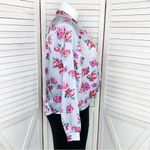 Lush Clothing Lush Floral Satin Faux Wrap Surplice Blouse Lavender Pink Large Photo 3