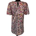 Loveriche Puff Sleeve Multicolor Geometric Sequin Pattern Mini Dress, Medium Pink Photo 5