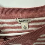 L.L.Bean Organic Cotton Slub Knit Stripe Print Crew Neck Long Sleeve Sweater XL Pink Photo 3