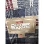 PacSun  Outer Banks Treasure Distressed Cropped Flannel Shirt Blue Red Medium Photo 2