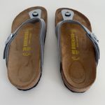 Birkenstock  Gizeh Birko Flor Sandal 39 & 40 Mismatched Silver Metallic Slides Photo 10