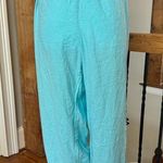 Fresh Produce Light Blue Aqua Turquoise Cropped Capri Pants cotton linen L Photo 0