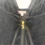 Juicy Couture  Size XL Black Pink Graphic Pleat Neck Velour Full Zip Hoodie Photo 3