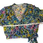 ZARA  Floral Ruffle Wrap Blouse Long Sleeve Sheer Tie Front Crop Top Boho Sz L Photo 6