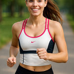 Nike  Dri-Fit Women's White, Hot Pink & Navy Blue Sports Bra Top Size Small Photo 0