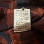 The Good Jane Burgundy Navy Plaid Puff Sleeve Quarter Button Blouse Large Blue Photo 7