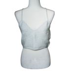 Aerie ‎ Ribbed Knit Cropped Tank Top Cami Adjustable Straps Light Gray Size Large Photo 3