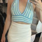 Blue Mint And White Crochet Crop Top Multiple Photo 0
