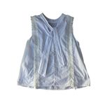 ZARA  White Eyelet Cotton Blouse with Beaded Hem Size S Photo 6