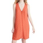 Madewell Dress Womens Medium Orange White Polka Dot Heather Button Front Casual Photo 8