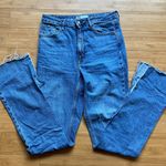 ZARA  Full Length Ripped High Rise Slit Hem Straight Slim Jeans Photo 0