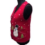 Coldwater Creek VTG  Wool Full Zip Vest Size M Snowman Cabincore Ugly Christmas Photo 4