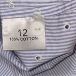 Caroline Charles Women’s Size 12 Blue White Pinstripe Eyelet Button Down Shirt Photo 5
