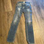 True Religion  Light Wash Exposed Stitching Low Rise Straight Leg Jeans Size 25 Photo 0