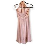 AMSALE Blush Pink Halter Mini Dress Bridesmaid Rose Detail Size 8 G577C Photo 1
