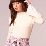 Band of Gypsies New BAND OF THE FREE Avril Cream Mock Neck Top Sz Medium Crop Blouse Long Sleeve Photo 6
