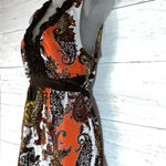 Cato Vintage Y2K 90s Tank Top M Babydoll Empire Waist Ruffle Paisley Orange READ Photo 1