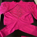 Valentine fuchsia pink backless lace crop top with wraparound sash, size L Size L Photo 13