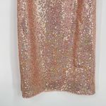 AQUA  Women's Rose Gold Shimmer Asymmetric Neck One Shoulder Sequin Midi Dress XS Photo 2