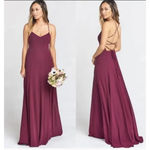 Show Me Your Mumu Dress Womens Small Burgundy Maxi Strappy Open Back Bridesmaid Photo 1